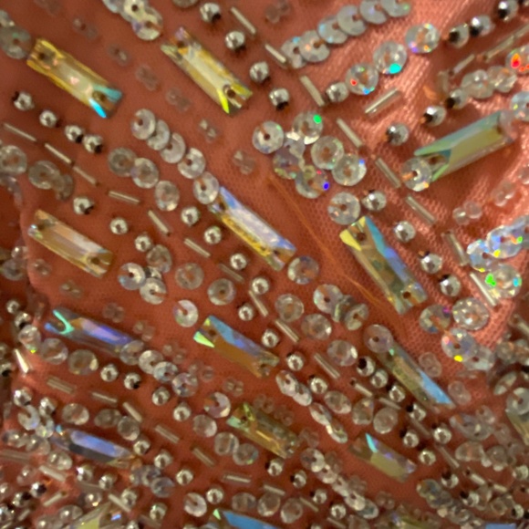 Laura Petite Pink/Salmon Beaded Strapless Maxi Dress - Picture 6 of 6